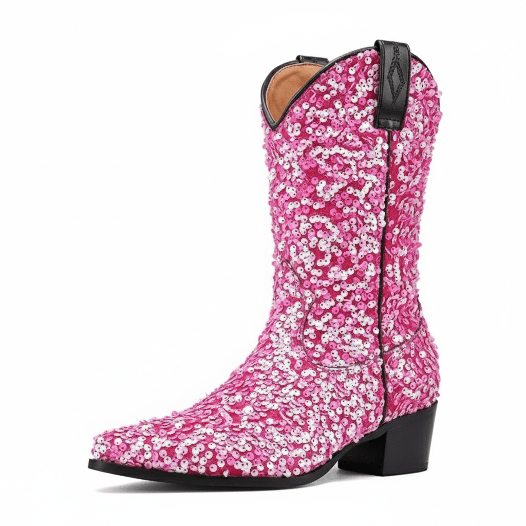 Höga Cowboyboots med Paljetter för Dam