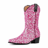 Höga Cowboyboots med Paljetter för Dam