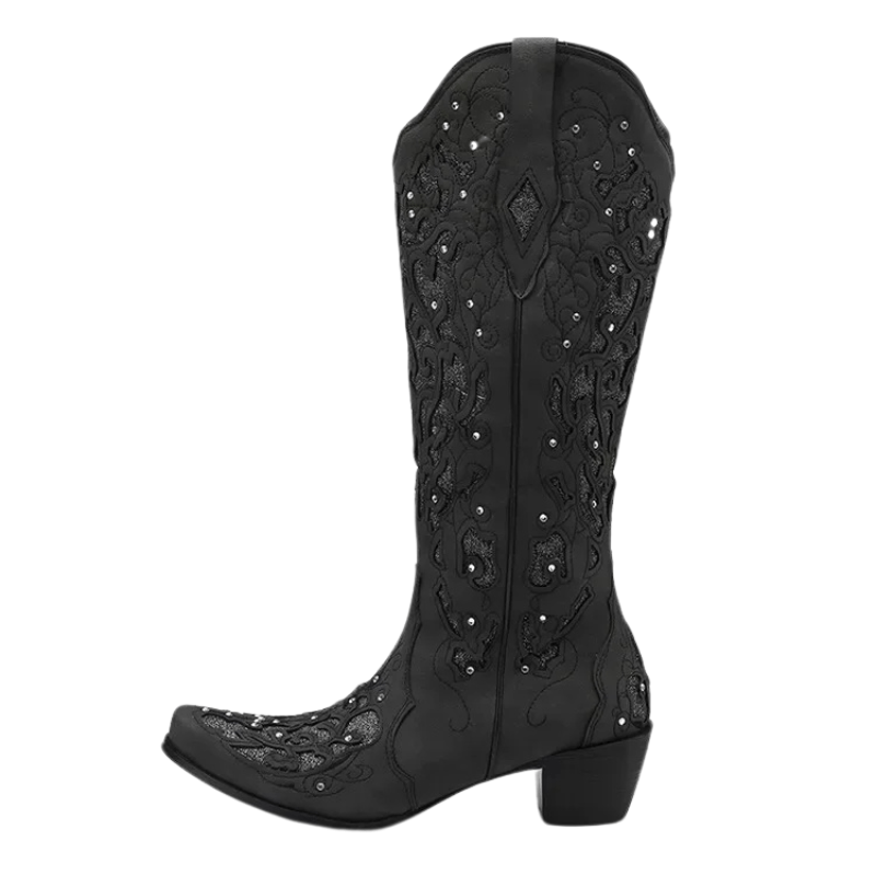 Höga Cowboystövlar med Glitterbrodyr