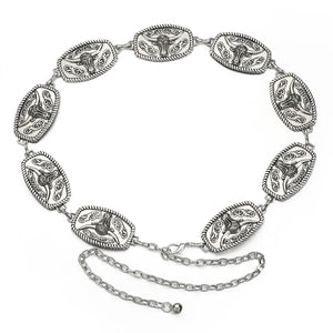 Kedjebälte med oxhuvud Silver / 115cm