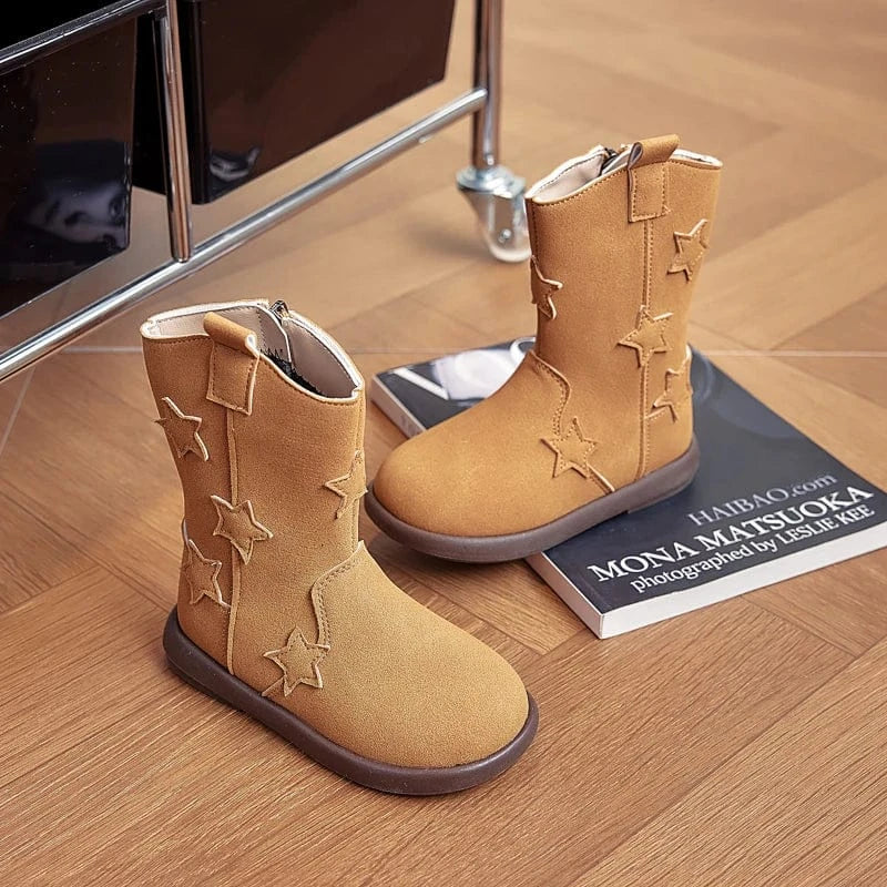 Cowboyboots barn med äkta läder och stjärndetaljer