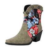 Korta Cowboyboots med Blommor