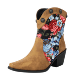 Korta Cowboyboots med Blommor