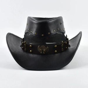 Läder Cowboyhatt med Mesh