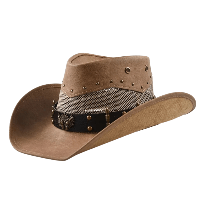 Läder Cowboyhatt med Mesh