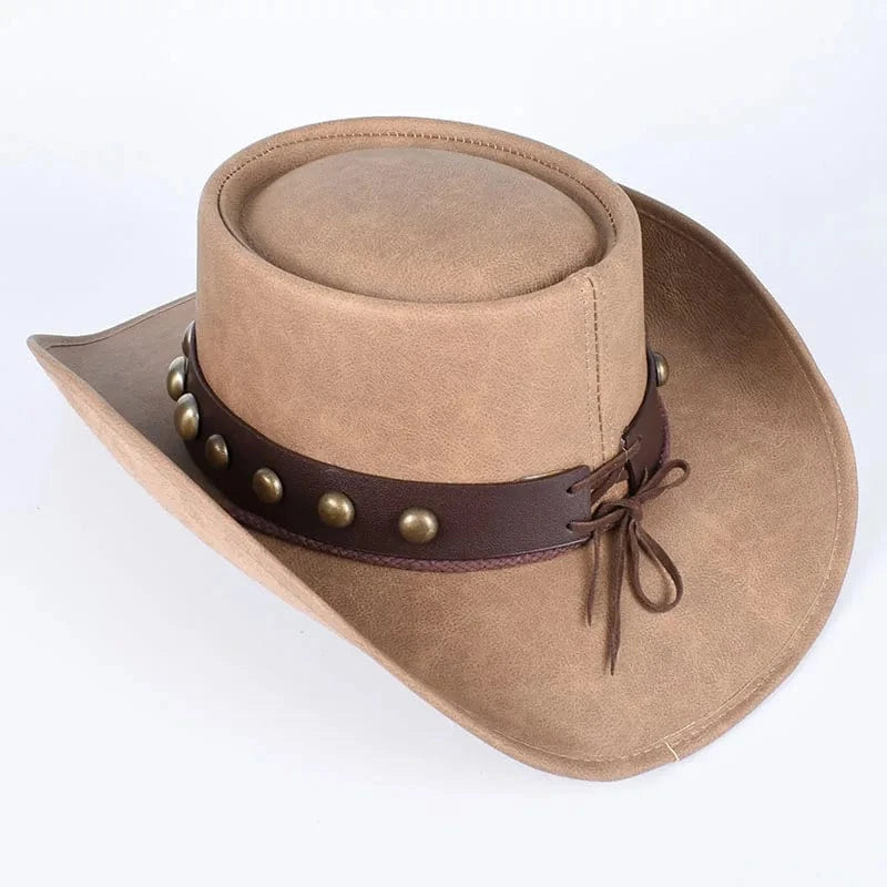 Läder Cowboyhatt med Metallnitar