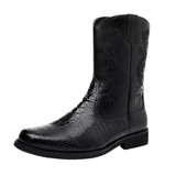 Låga Cowboy Boots Herr i Alligatormönster med Dragkedja