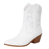 Låga cowboyboots i glänsande läderlook med broderi