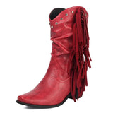 Låga Cowboyboots i Slouchy Stil med Fransar för Dam
