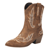 Låga cowboyboots med broderad design och mjuk mockalook
