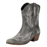 Låga cowboyboots med broderad design och mjuk mockalook