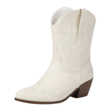 Låga cowboyboots med broderad design och mjuk mockalook