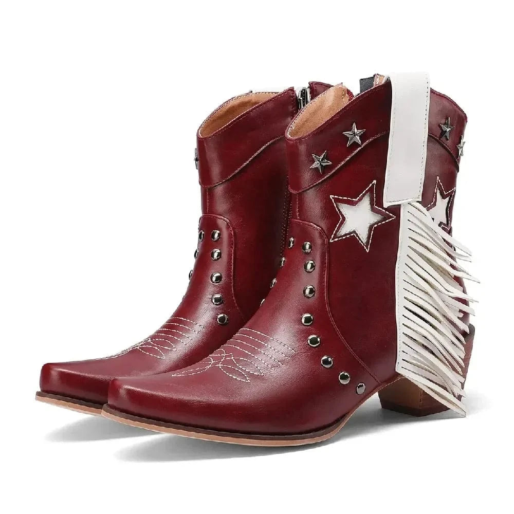 Låga Cowboyboots med Fransar och Stjärnor