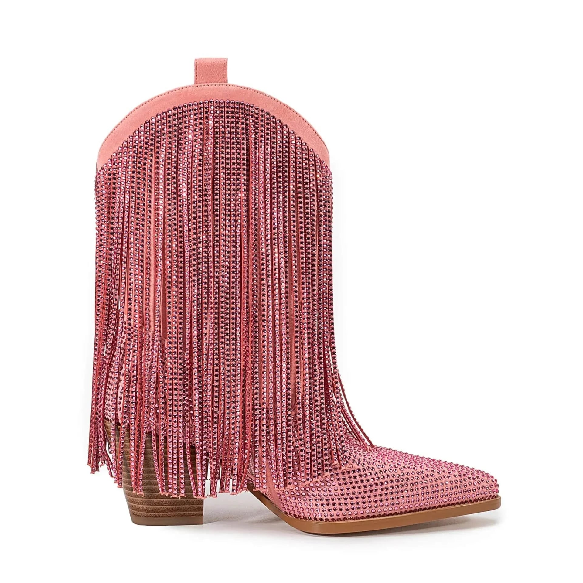 Låga Cowboyboots med Strassfransar för Dam