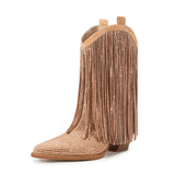 Låga Cowboyboots med Strassfransar för Dam