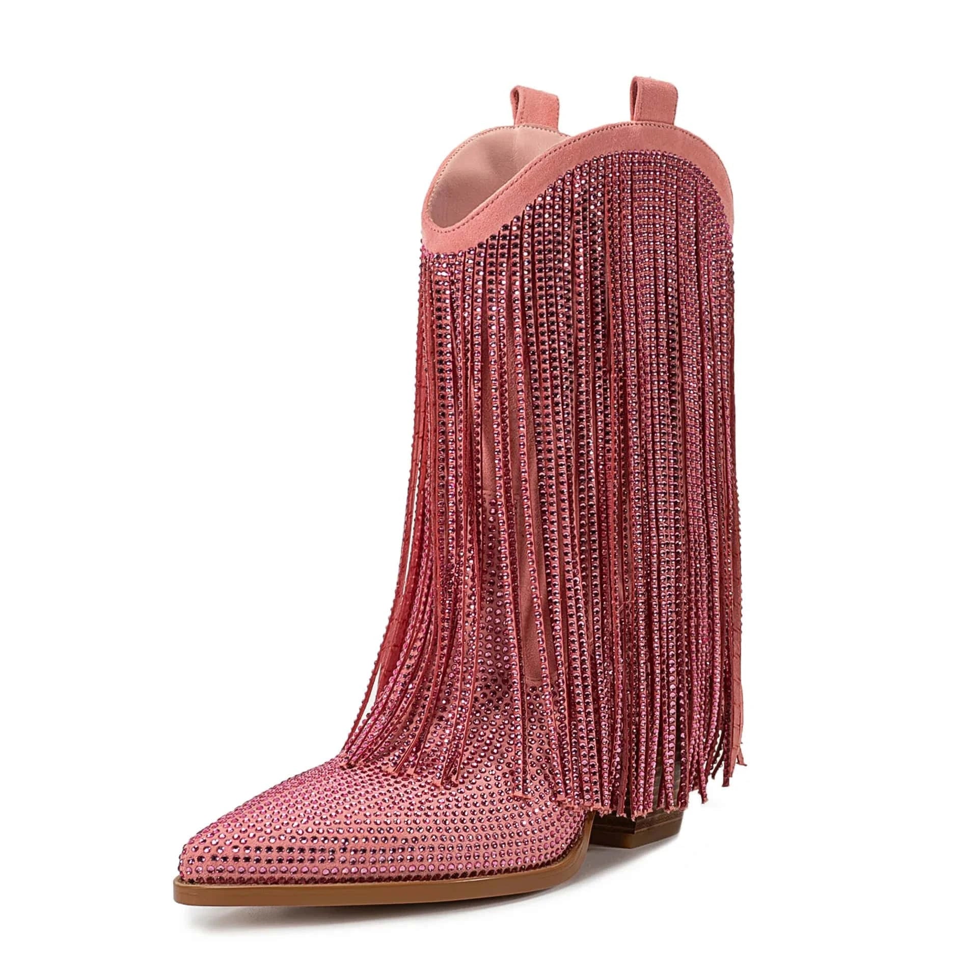 Låga Cowboyboots med Strassfransar för Dam