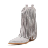 Låga Cowboyboots med Strassfransar för Dam