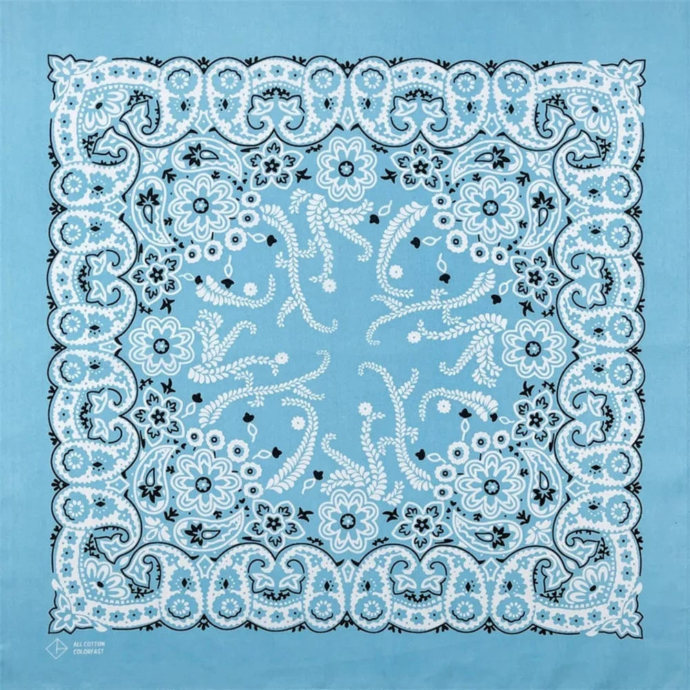 Ljusblå Bandana med Blommig Paisley-mönster