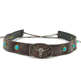 Longhorn cowboyhattband turkosstenar
