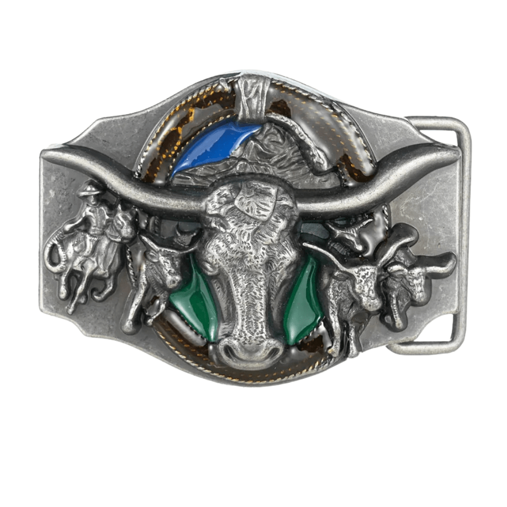 Longhorn Färgade Detaljer Bältesspänne