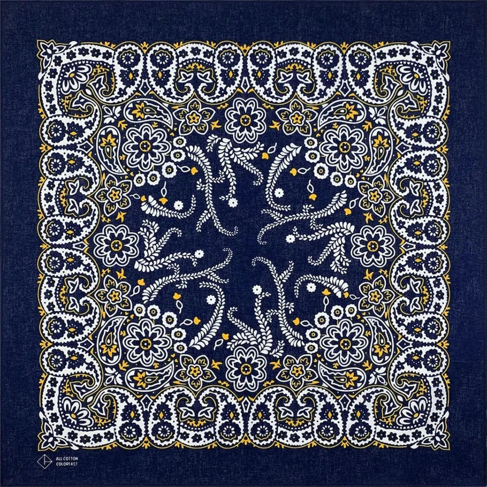 Marinblå Bandana med Blommig Paisley-mönster