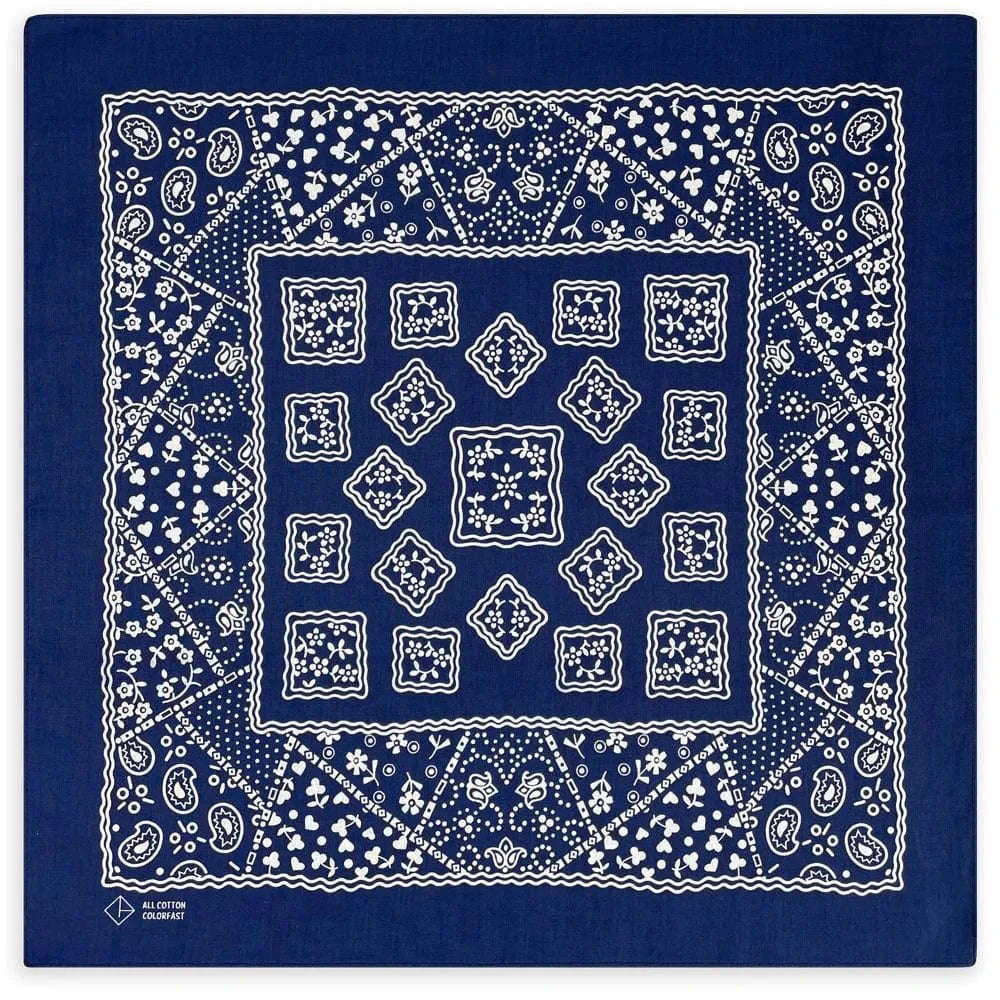 Marinblå Bandana med Lapptäckesmönster