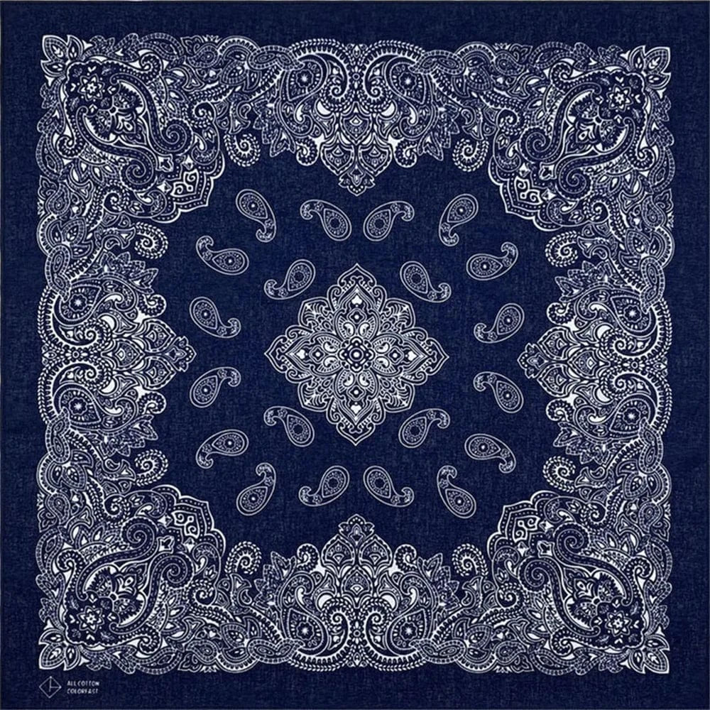 Marinblå Bandana med Paisley Mandala-mönster