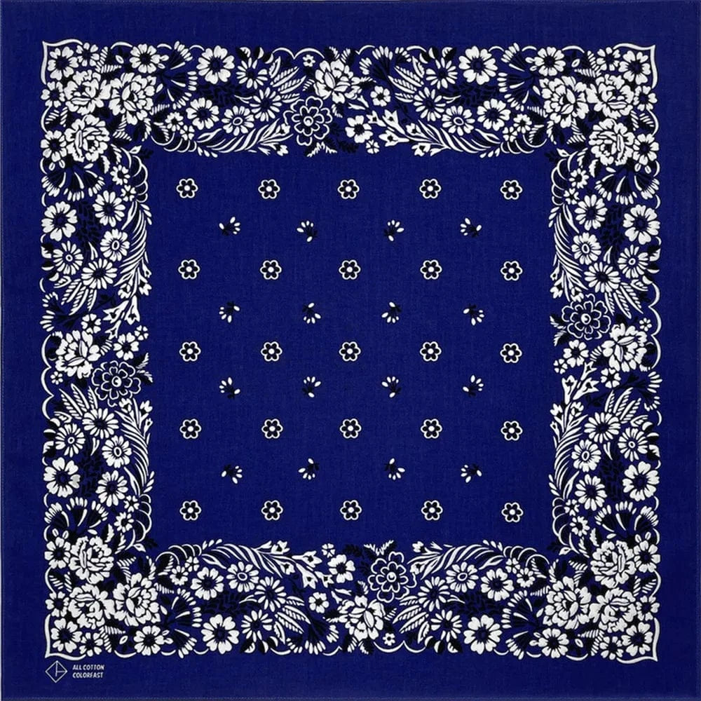 Marinblå Bandana med Vitt Blomstermönster