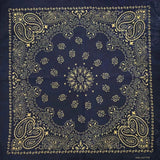 Marinblå Paisley Bandana med Guldmönster