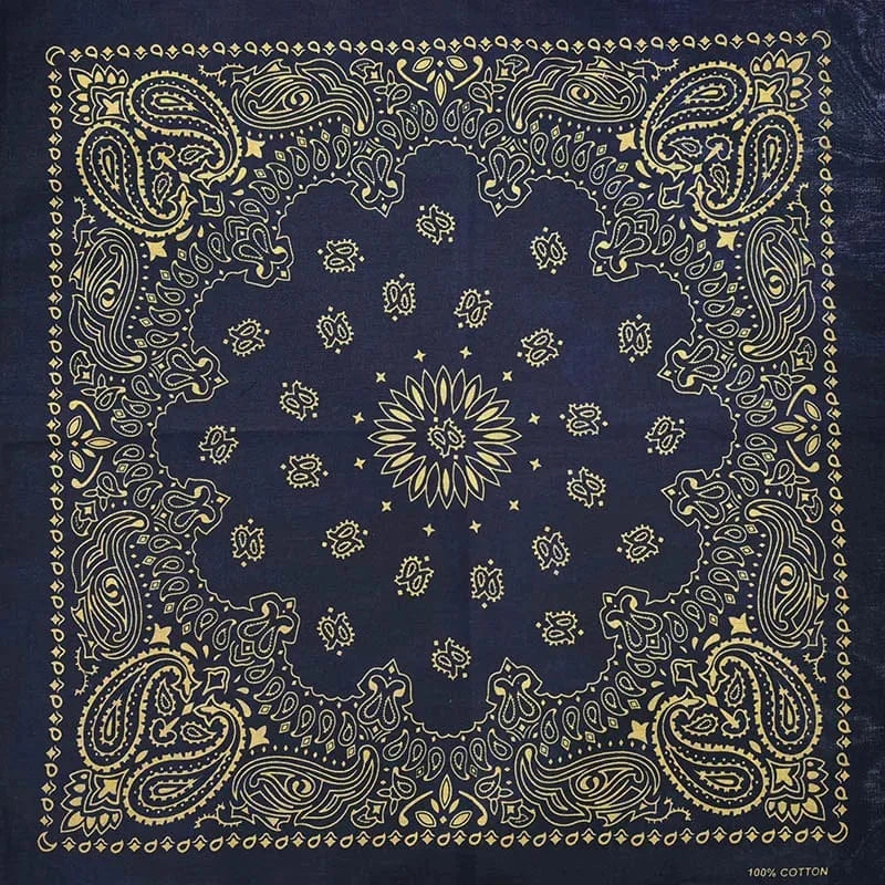 Marinblå Paisley Bandana med Guldmönster