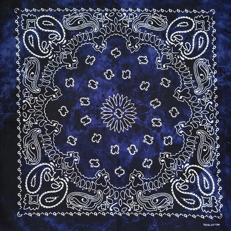 Marinblå Tie-Dye Paisley Bandana