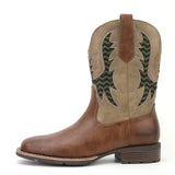 Tvåfärgade Cowboy Boots Herr med Fyrkantig Tå