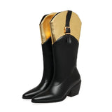 Höga Cowboyboots med Metallisk Topp för Dam