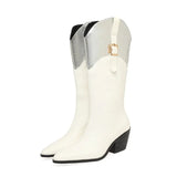 Höga Cowboyboots med Metallisk Topp för Dam