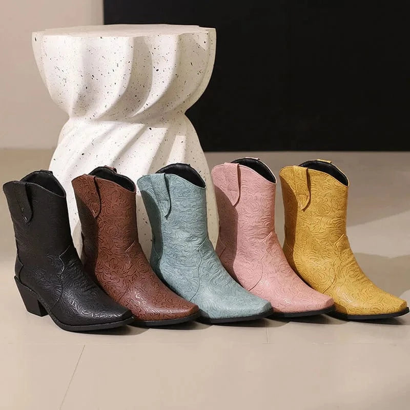 Mönstrade Låga Cowboyboots för Dam