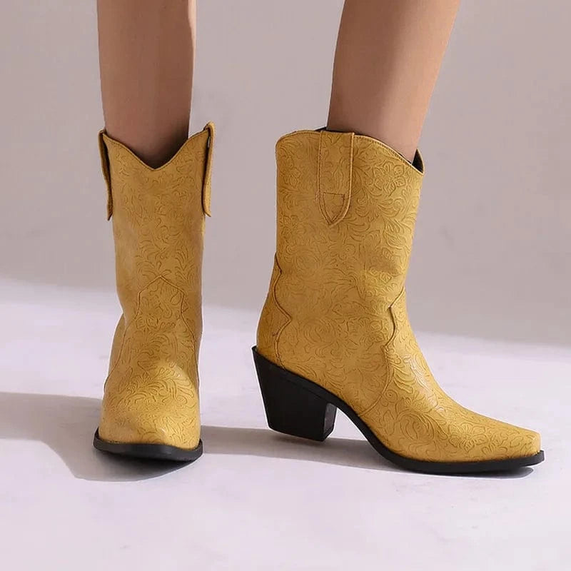 Mönstrade Låga Cowboyboots för Dam