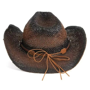 Mörkbrun stråcowboyhatt Mörkbrun / 57-58cm