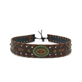 Mörkbrunt westernhattband med metallconcho