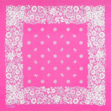 Neonrosa Bandana med Vitt Blomstermönster