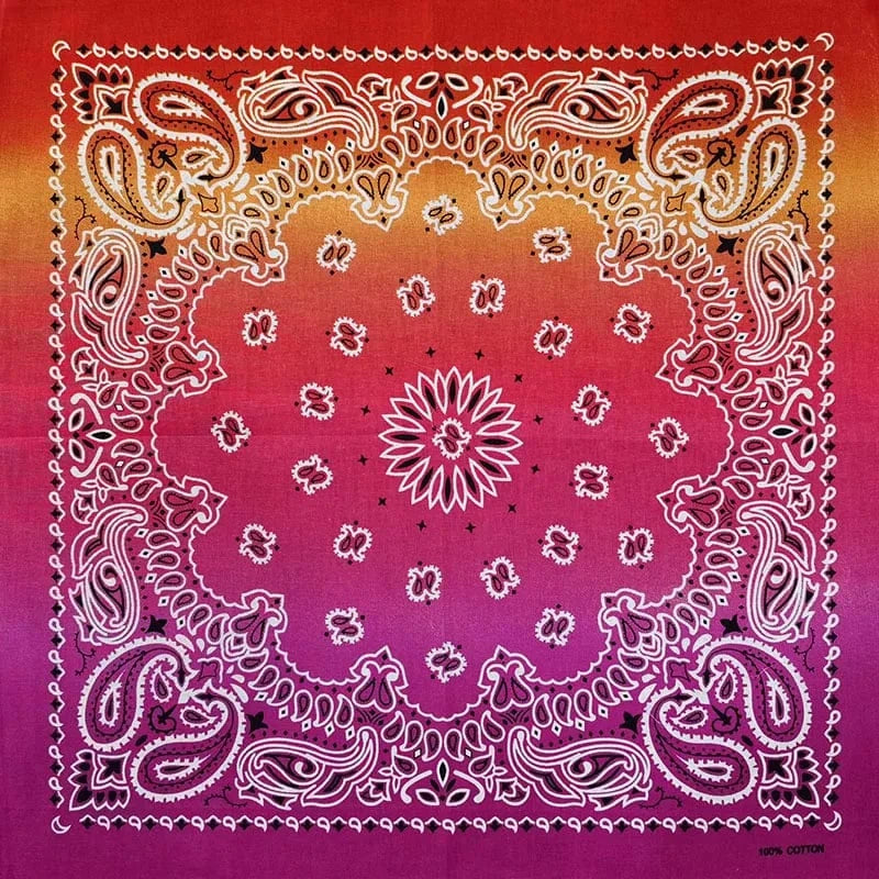 Ombré Paisley Bandana - Röd/Orange/Rosa