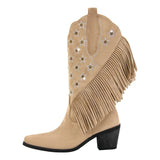 Cowgirl Boots med Amerikansk Flagga och Fransar Beige / 36