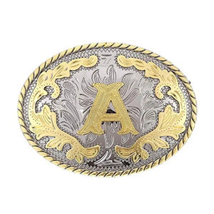 Ovalt westernbältesspänne med initial A