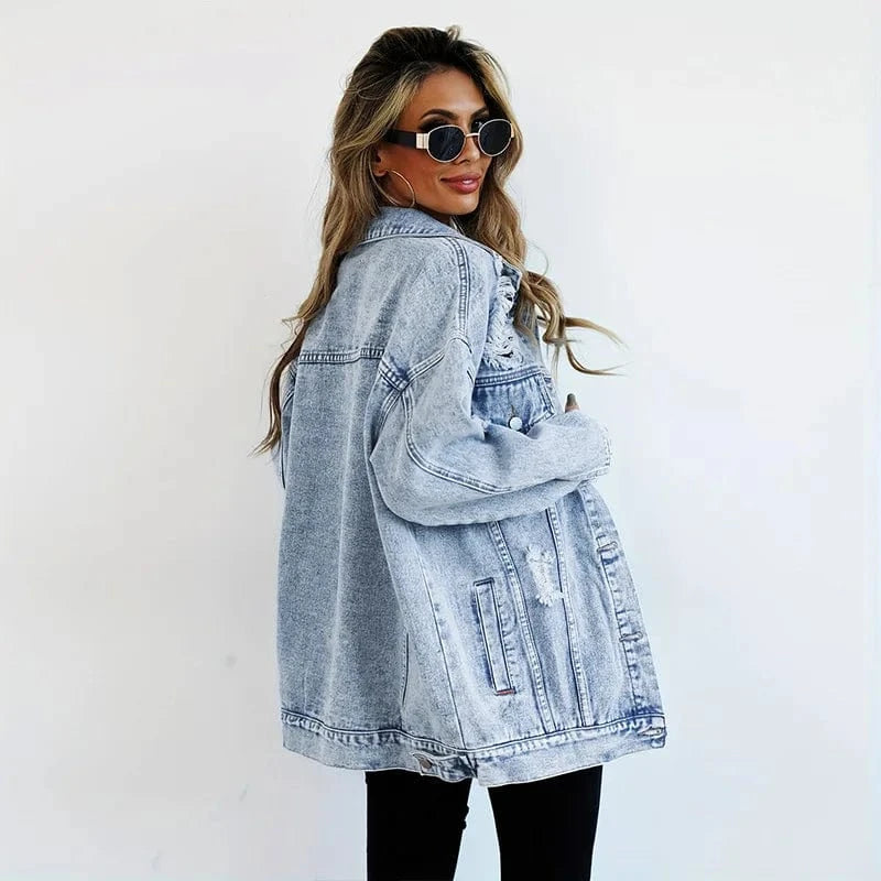 Oversize jeansjacka dam