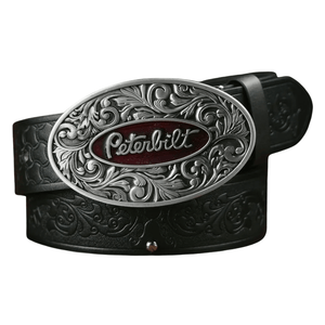 Peterbilt cowboybälte med ovalt metallspänne Svart / 120cm