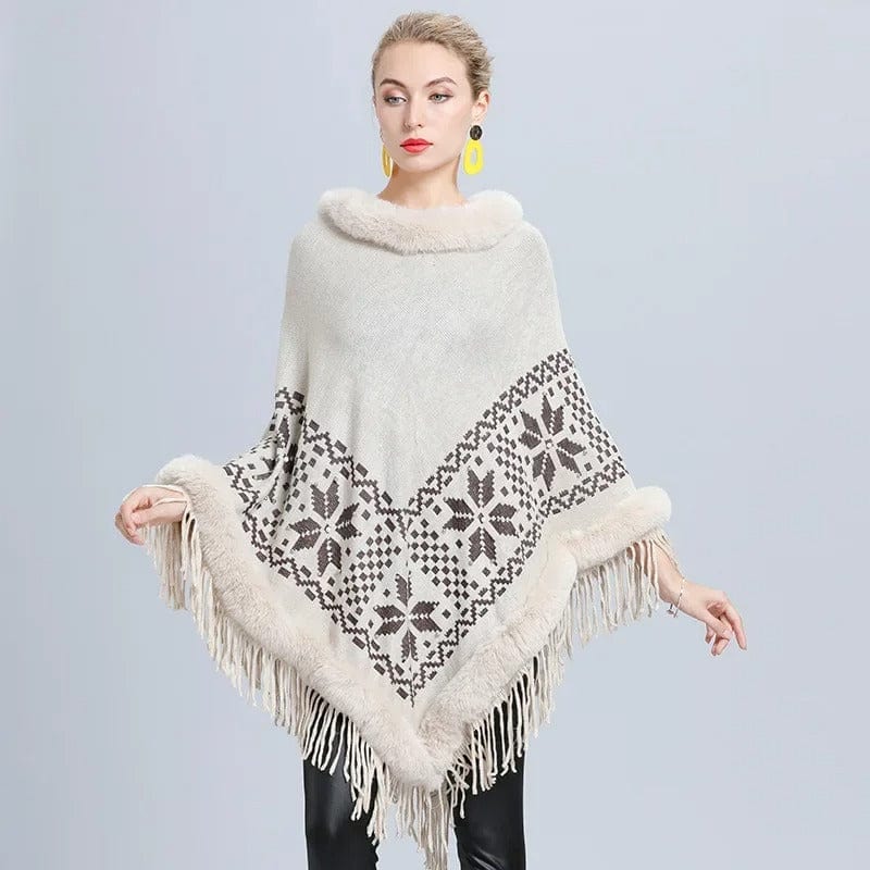 Poncho med päls