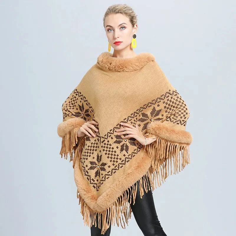 Poncho med päls