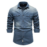 Randig cowboy skjorta herr i stretch-denim