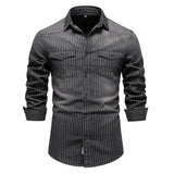 Randig cowboy skjorta herr i stretch-denim