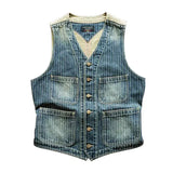 Randig denimväst