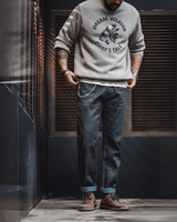 Raw denim jeans